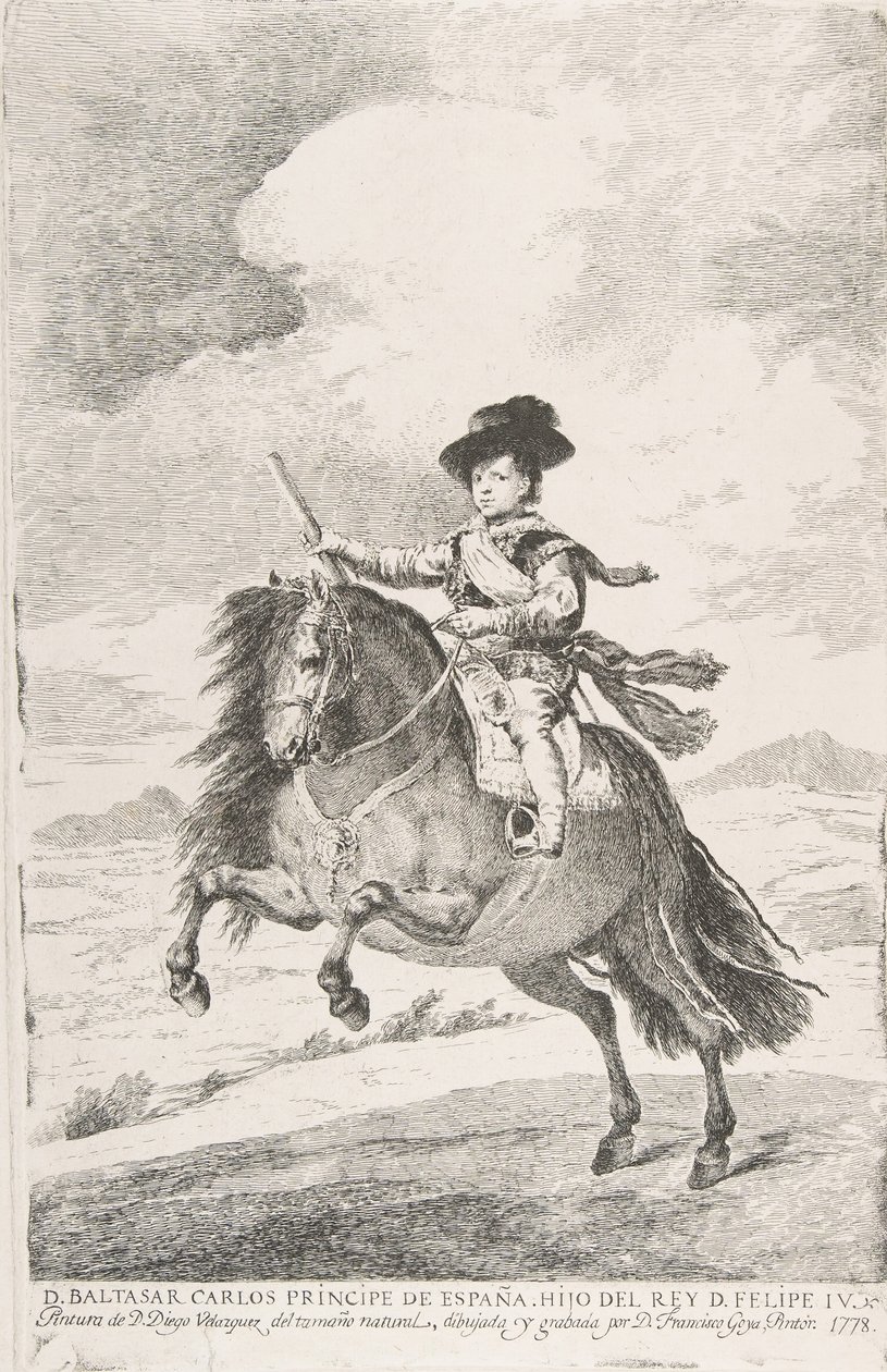 巴尔塔萨·卡洛斯（Baltasar Carlos），西班牙亲王，腓力四世之子。巴尔塔萨·卡洛斯·普林西比·德·西班牙...，1778年。 作者 弗朗西斯科·德·戈雅