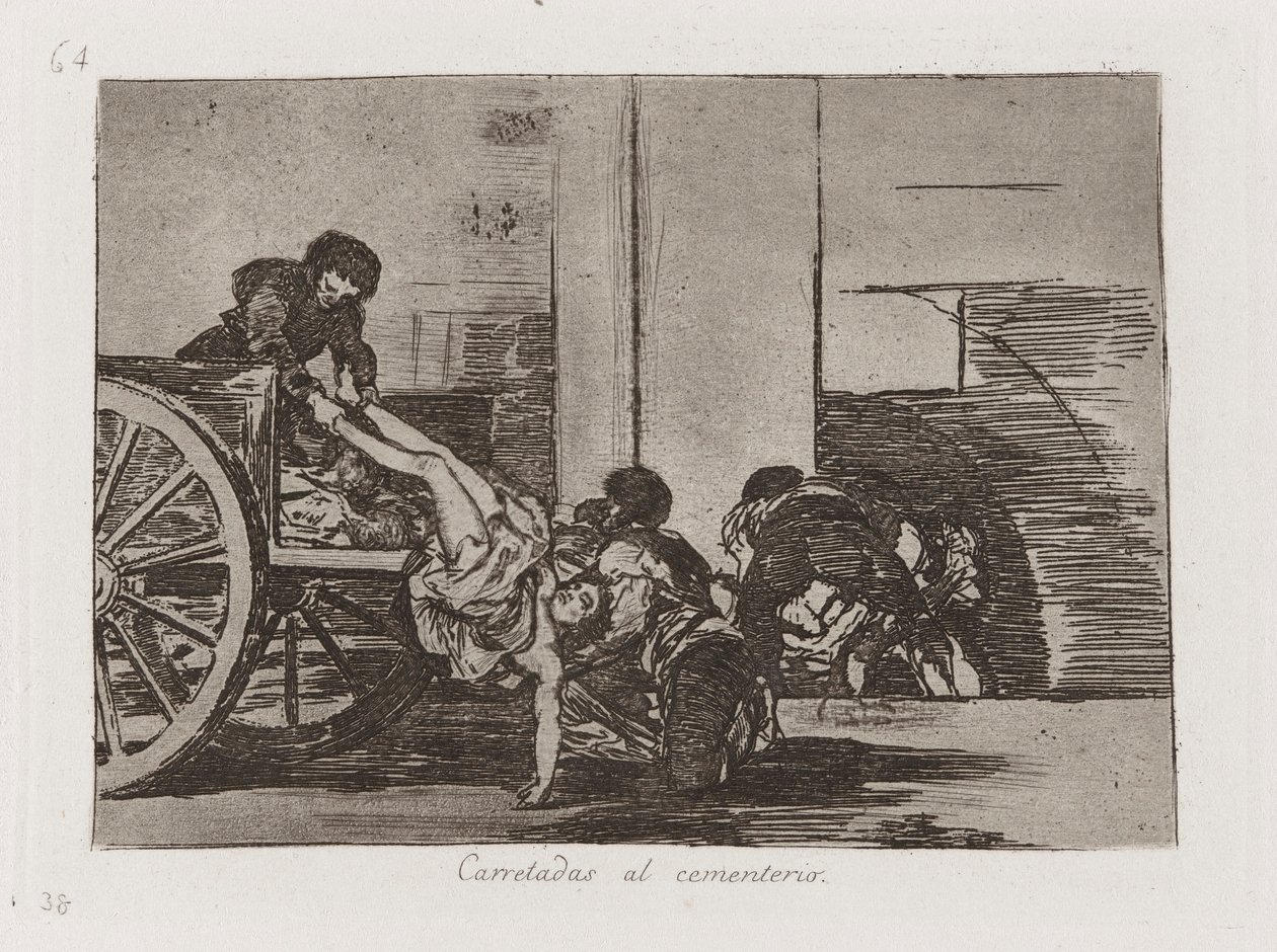 Carretadas al cementerio（《运往墓地的一车车货物》），选自《战争的灾难》（Los desastres de la guerra）第 64 版 作者 弗朗西斯科·德·戈雅