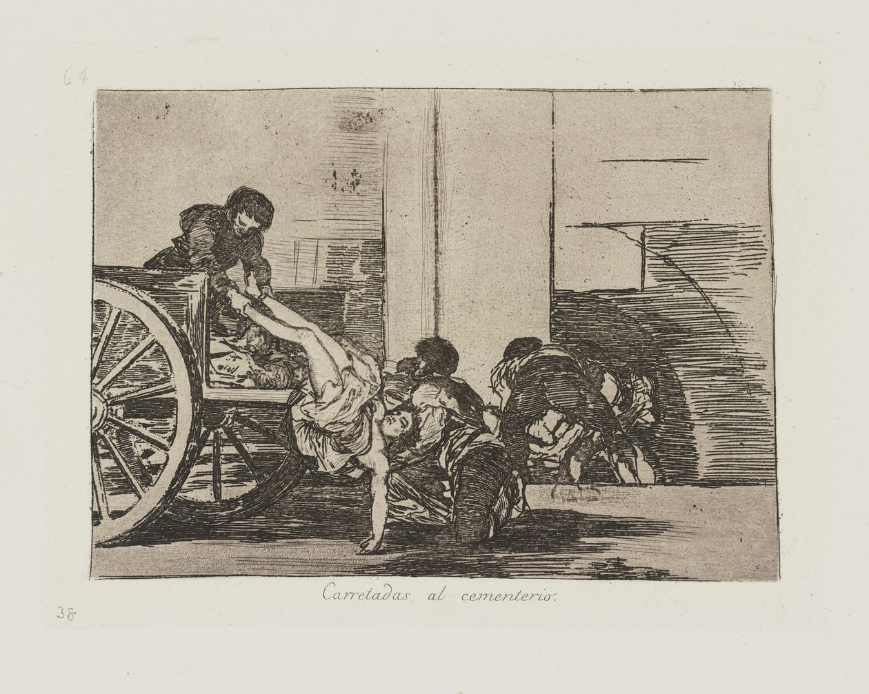 Carretadas al cementerio.(Cartloads to the Cemetery.），选自《Los desastres de la guerra》（战争的灾难）系列的第 64 插图 作者 弗朗西斯科·德·戈雅