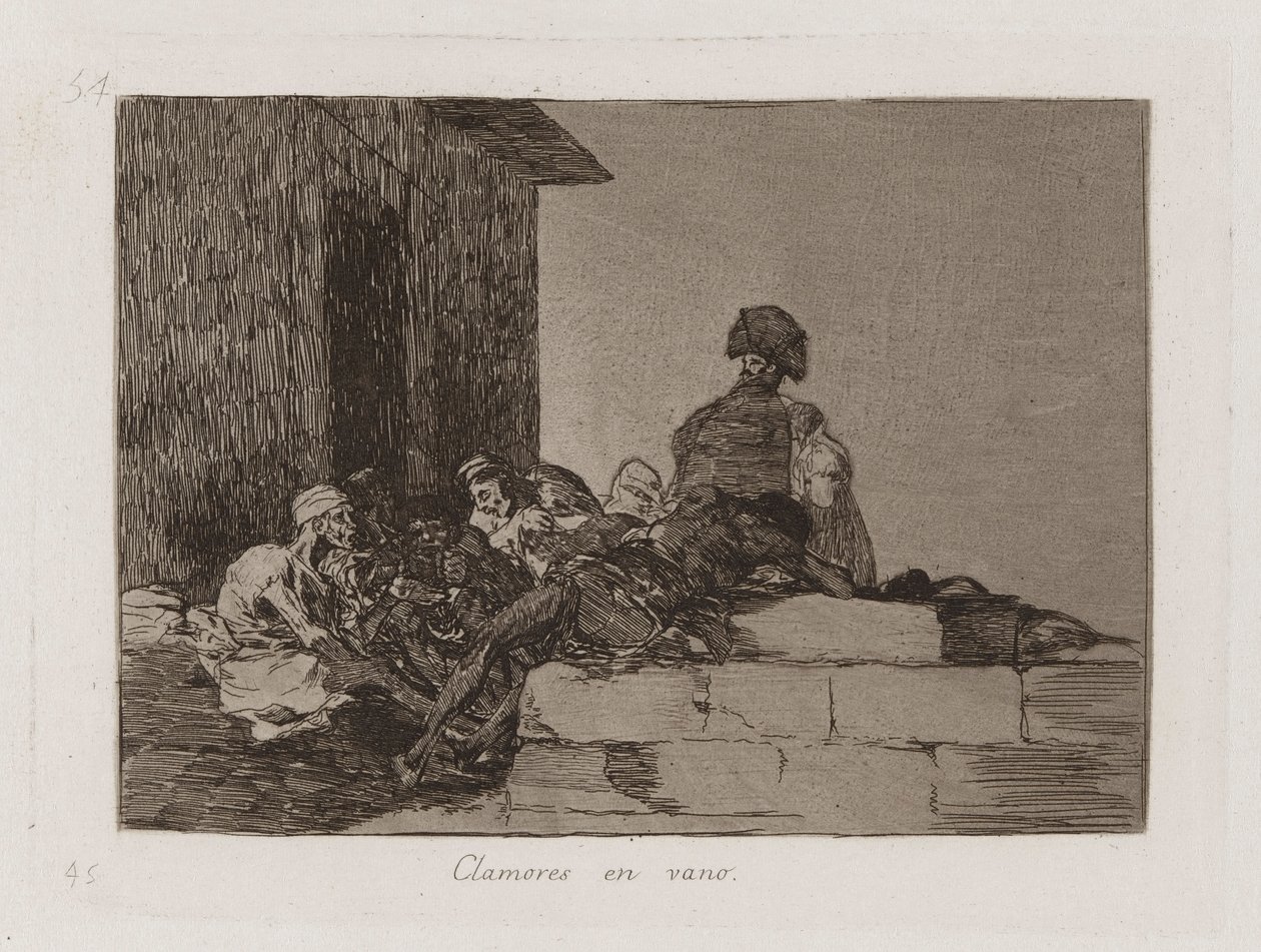Clamores en vano（《徒劳的呼吁》），选自《战争的灾难》（Los desastres de la guerra）第 54 版 作者 弗朗西斯科·德·戈雅