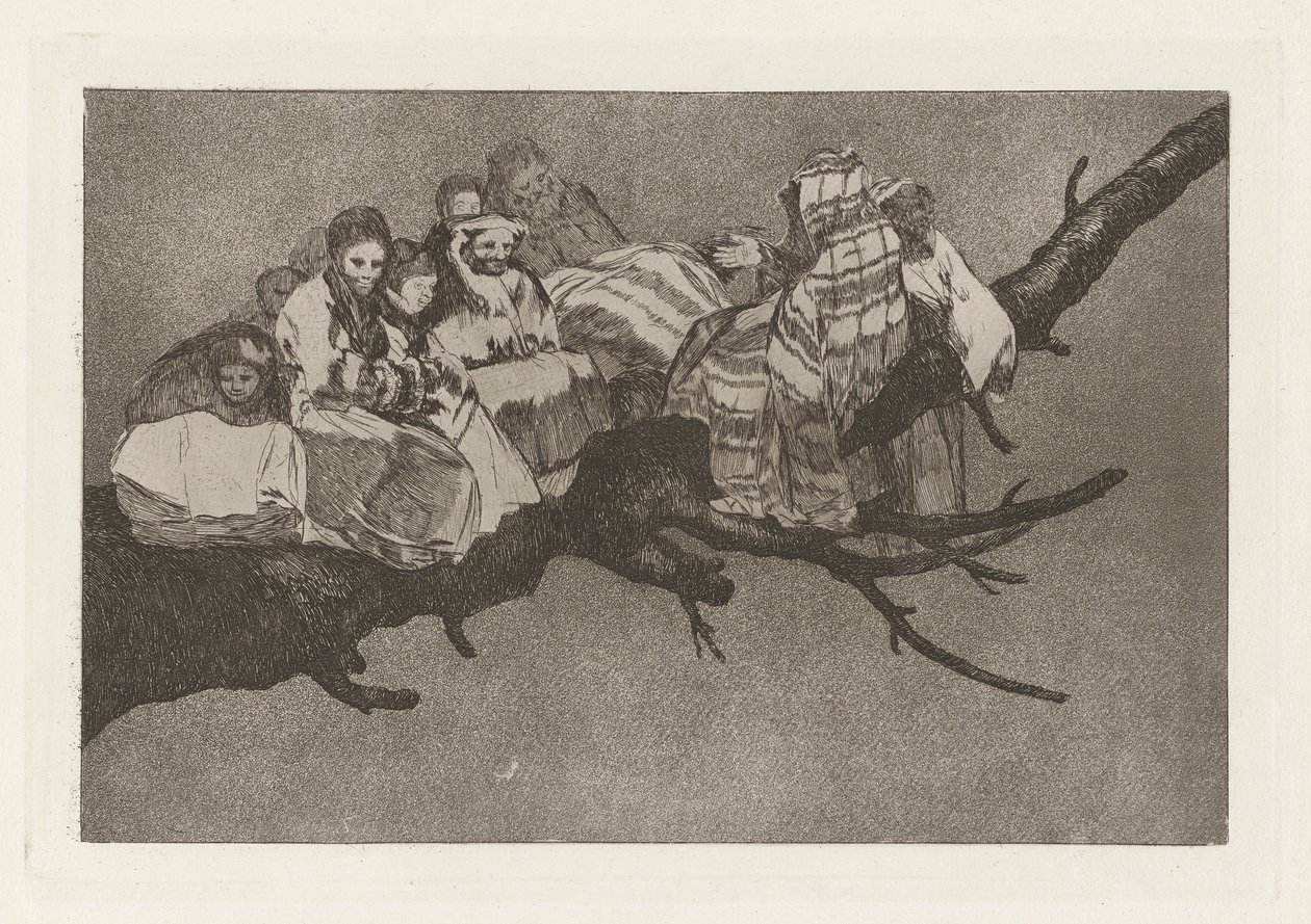 Disparate ridiculo（《荒谬的愚蠢》），又名 Andarse por las ramas（《在树枝间穿行》），选自《Los disparates》系列（《谚语》）。 作者 弗朗西斯科·德·戈雅
