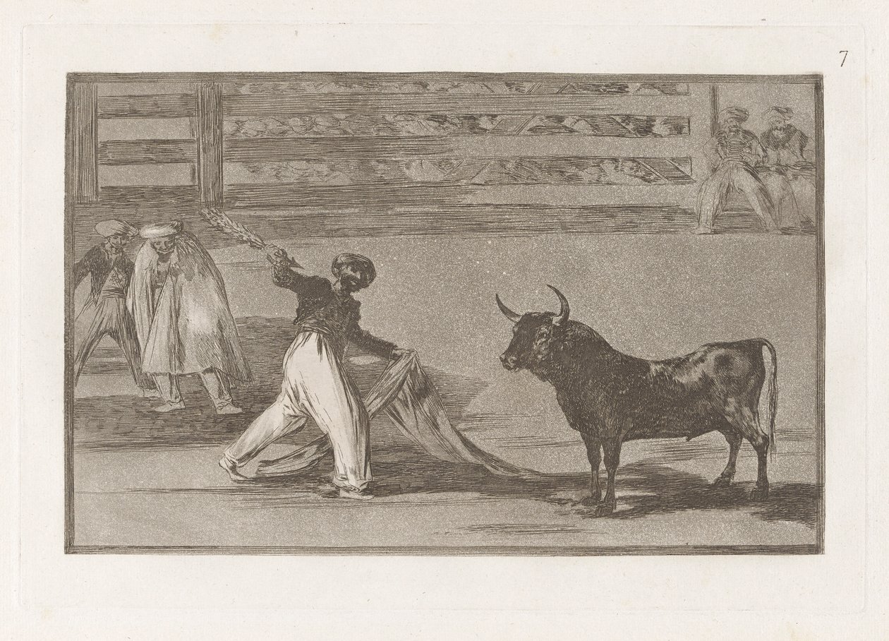Origen de los arpones ? banderillas（鱼叉或 Banderillas 的起源），图版 7，选自 La tauromaquia 作者 弗朗西斯科·德·戈雅