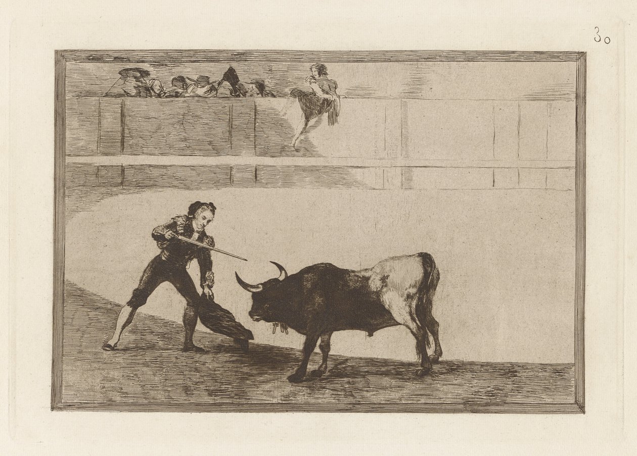 Pedro Romero matand? a toro parado (Pedro Romero Killing the Halted Bull)，La tauromaquia 第 30 版 作者 弗朗西斯科·德·戈雅