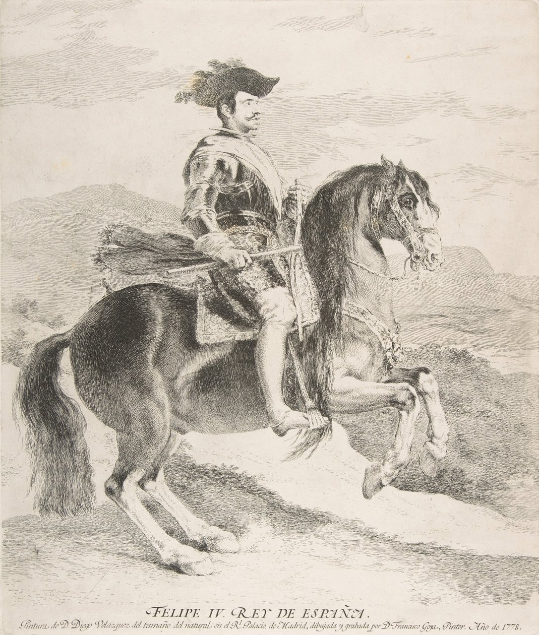 菲利普四世，1778年在委拉斯开兹之后骑马。 作者 弗朗西斯科·德·戈雅