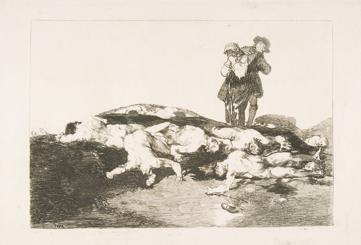 Plate18来自《战争灾难》，德拉瓜拉，洛杉矶：埋葬它们并保持安静……，1810年。 作者 弗朗西斯科·德·戈雅