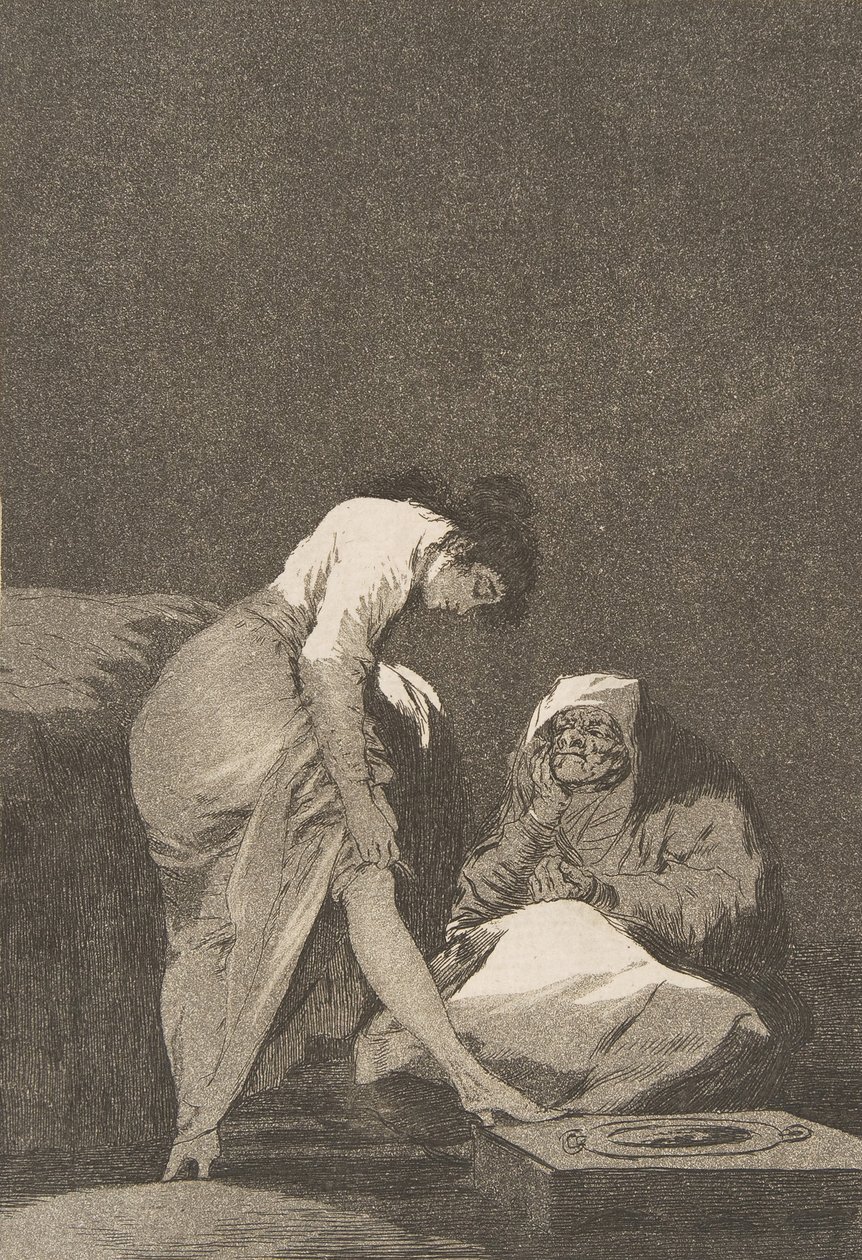 洛斯·卡普里科斯（Los Caprichos）的盘子17：很好地伸展扔得好，1797-98年。 作者 弗朗西斯科·德·戈雅