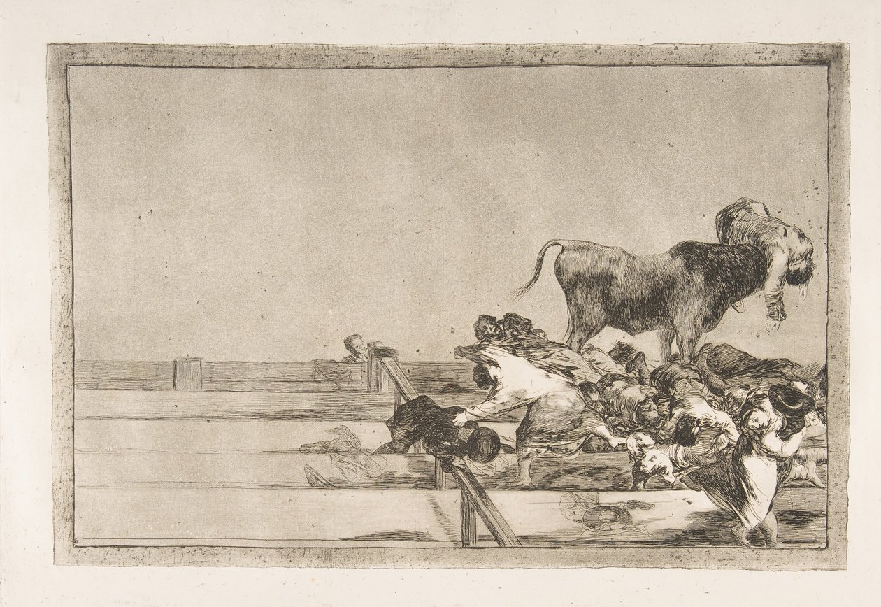 Tauromaquia的第21板块：1816年在马德里a ...环的前排发生的可怕事件。 作者 弗朗西斯科·德·戈雅