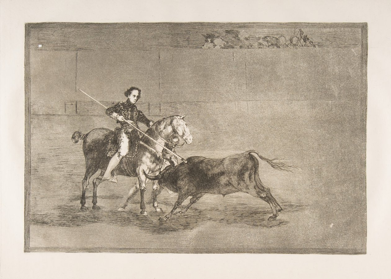 Tauromaquia的盘子22：著名的Pajuelera在[环]于1816年的勇气。 作者 弗朗西斯科·德·戈雅