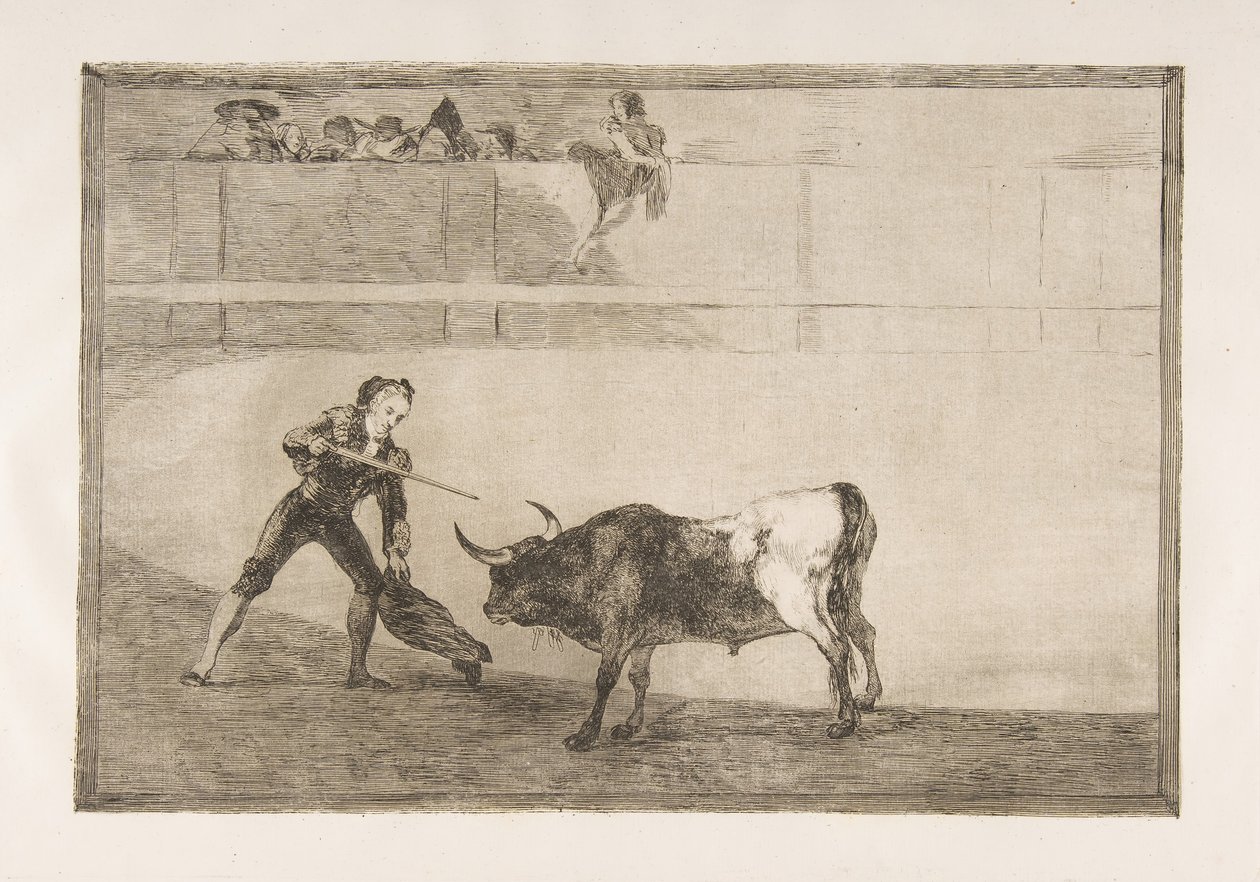 Tauromaquia的盘子30：佩德罗·罗梅罗（Pedro Romero）杀死了那头停止的公牛。，1816年。 作者 弗朗西斯科·德·戈雅