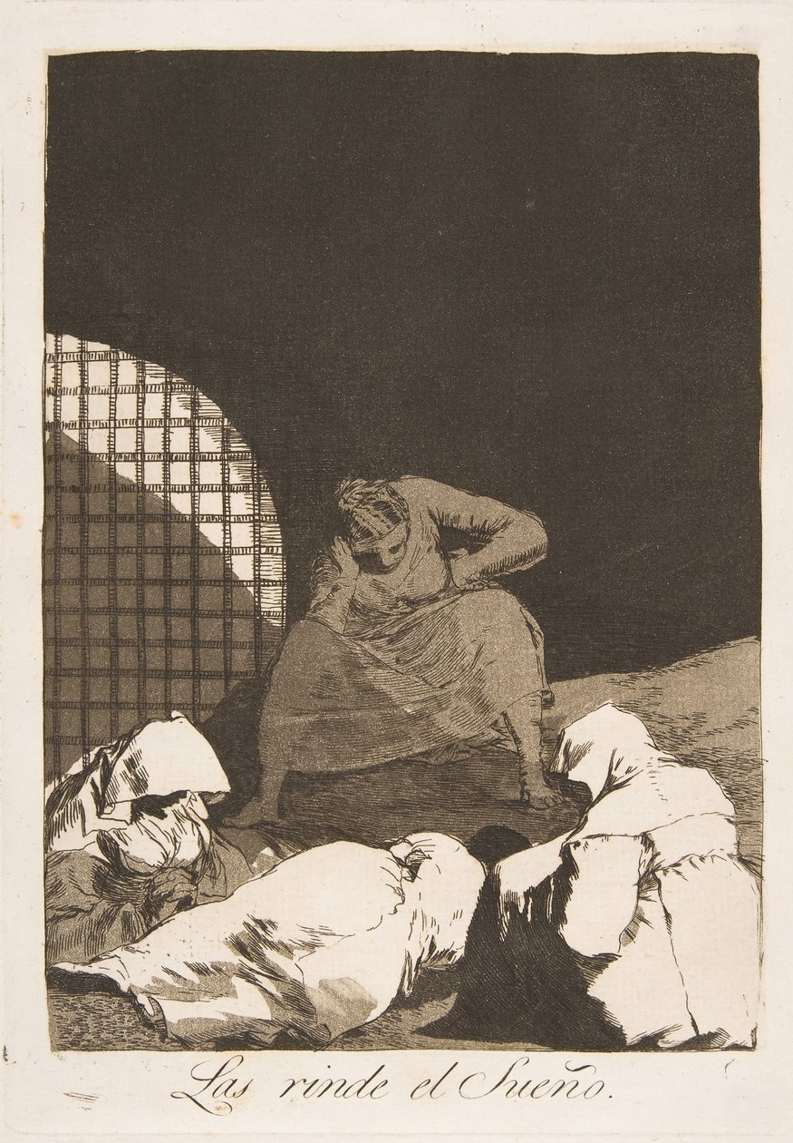 洛斯·卡普里科斯（Los Caprichos）的第34页：《睡觉克服了它们》（The Dream Renders。），1799年。 作者 弗朗西斯科·德·戈雅