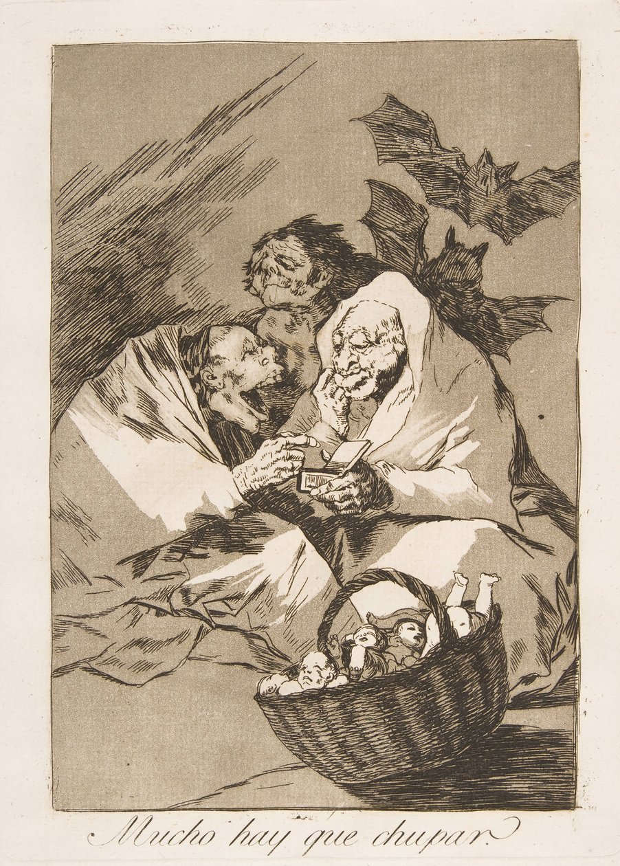 洛斯·卡普里科斯（Los Caprichos）的第45页：有很多东西要吸，1799年。 作者 弗朗西斯科·德·戈雅
