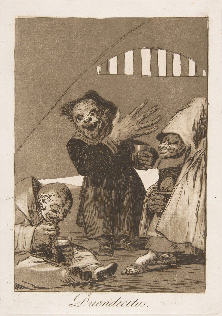 洛斯·卡普里科斯（Los Caprichos）的49号盘子：霍布哥林斯·邓迪克多斯（Hobgoblins Duendecitos。），1799年。 作者 弗朗西斯科·德·戈雅