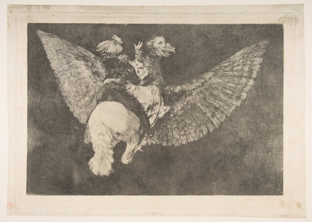 来自Disparates的板块5：Flying Folly，ca。 1816-23私人印刷，约1854年。 作者 弗朗西斯科·德·戈雅