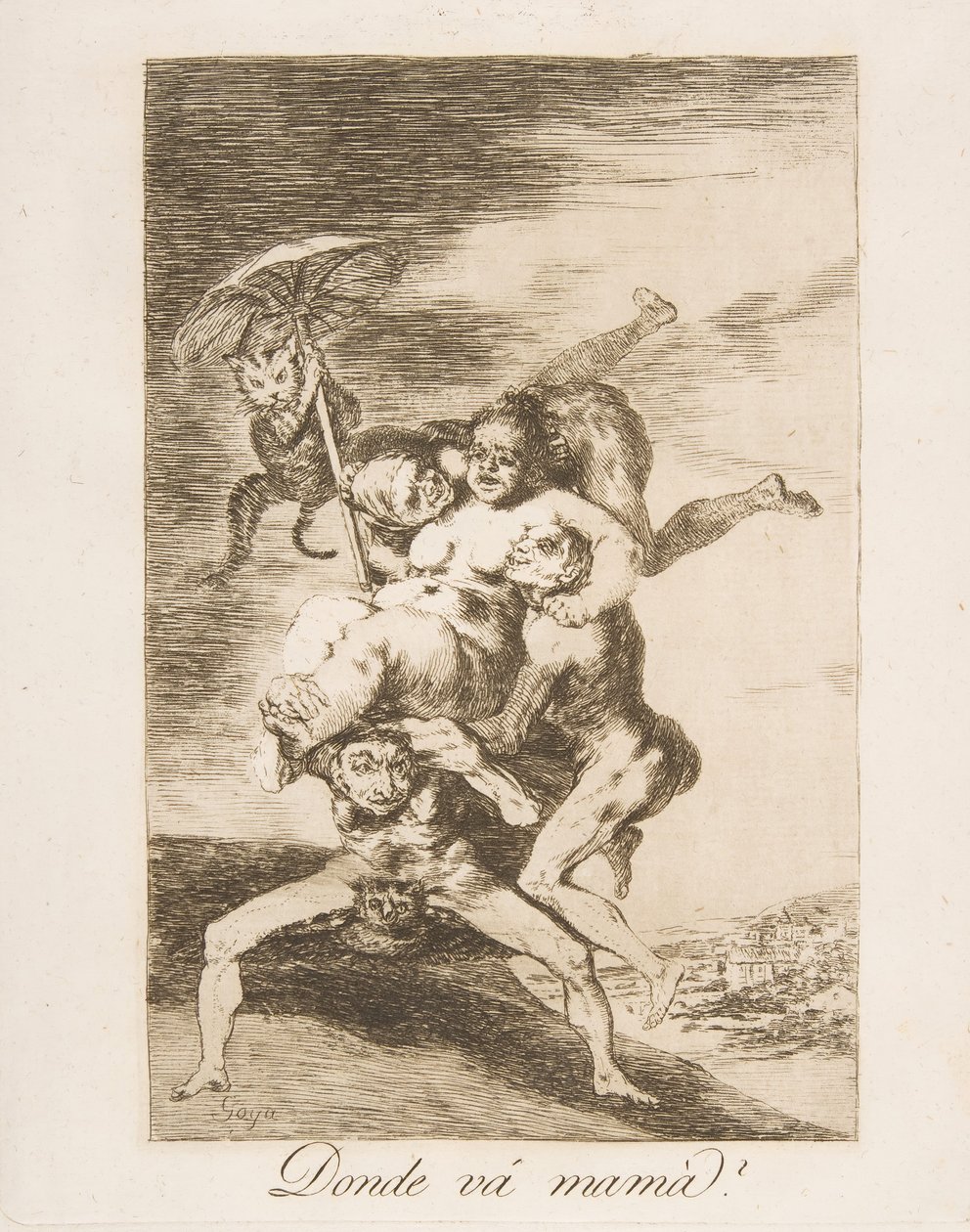 洛斯·卡普里科斯（Los Caprichos）的65号画板：1799年，妈妈去哪去了Dondevámamá。 作者 弗朗西斯科·德·戈雅