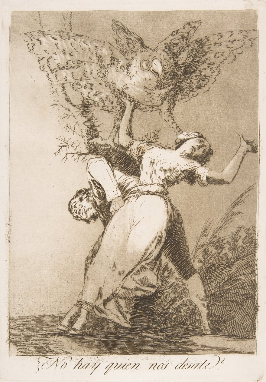 洛斯·卡普里科斯（Los Caprichos）的第75页：没有人要解开我们，1799年没有人要解开我们。 作者 弗朗西斯科·德·戈雅