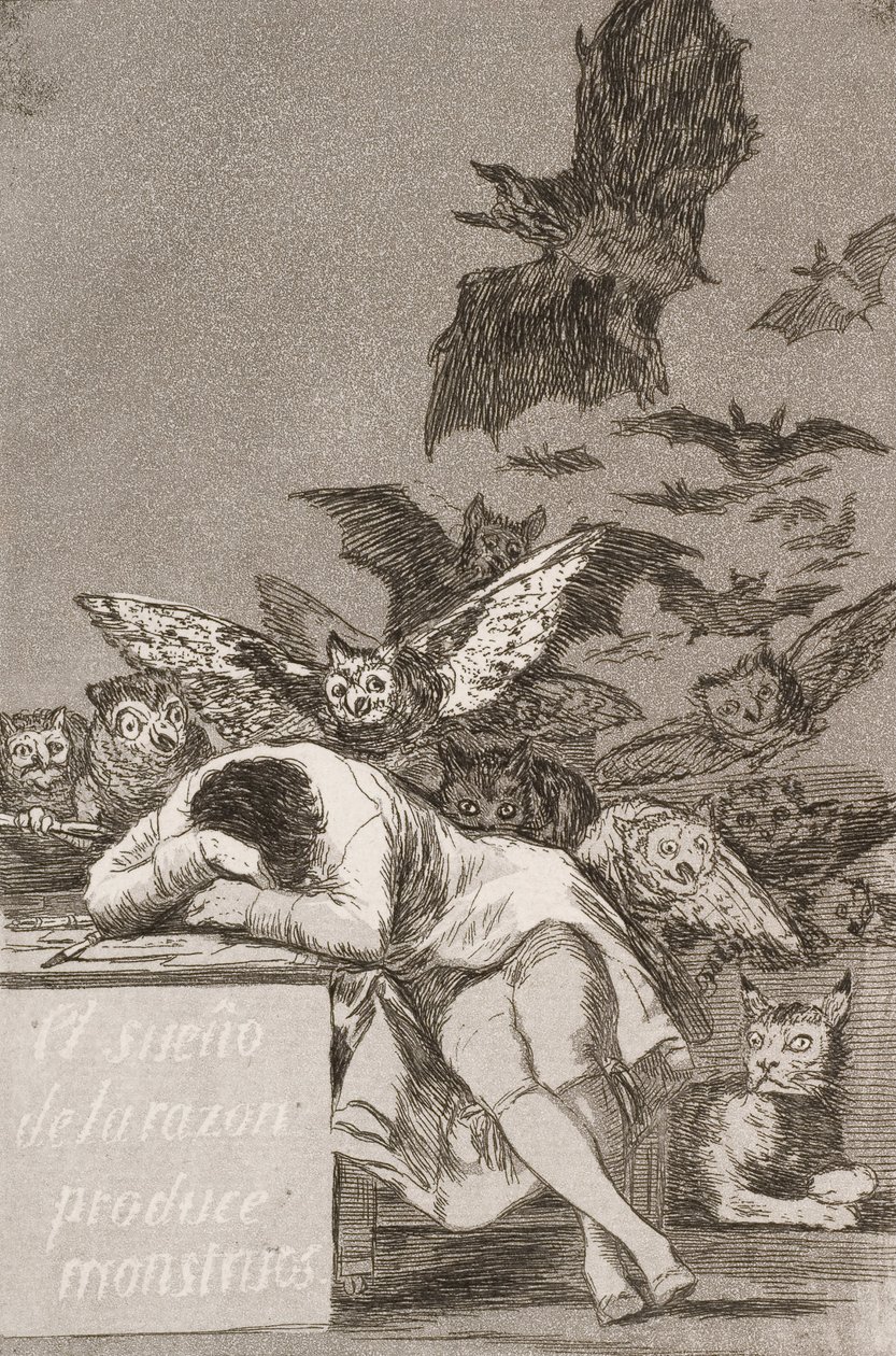 理性的睡眠产生了洛斯·卡普里科斯（Los Caprichos）的怪物（第43号） 作者 弗朗西斯科·德·戈雅
