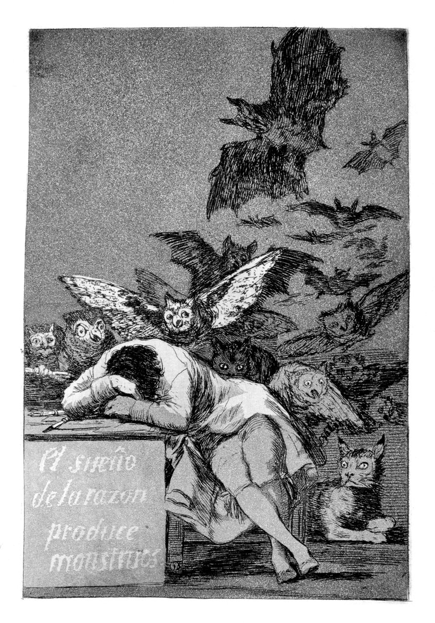 理性的睡眠产生怪物，1799年 作者 弗朗西斯科·德·戈雅
