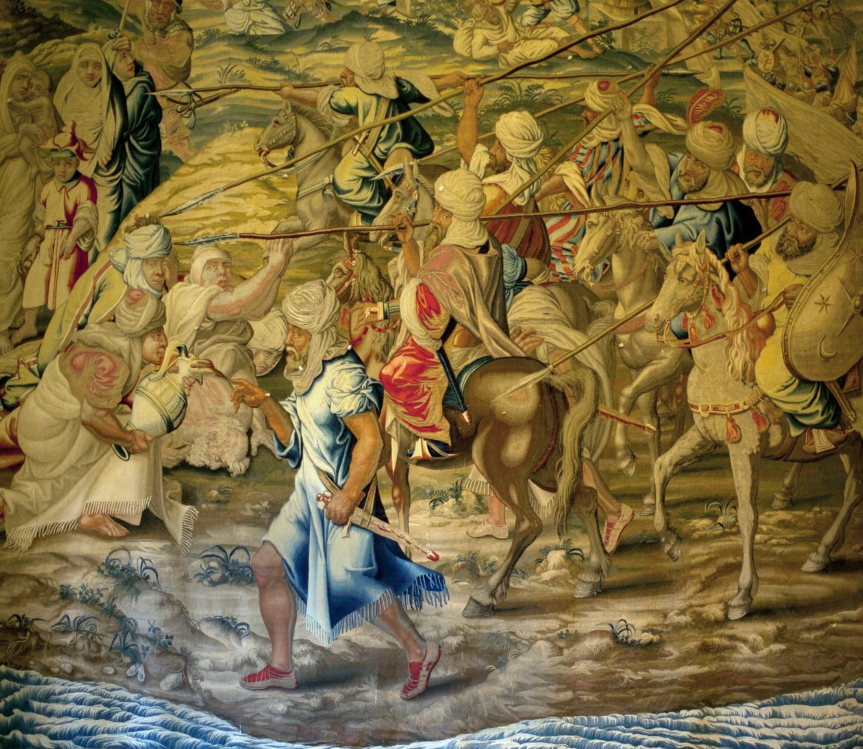 Les soldats arabe - Detail de la conquete de Tunis（突尼斯）--弗朗西斯科和科尼利厄斯-范-德-格特（18 世纪）创作的挂毯，18 世纪中叶在皇家挂毯工厂织造，以威廉-德-潘尼梅克创作的 16 世纪挂毯为蓝本--（《突尼斯征服》）。 作者 弗朗西斯科·伊格纳西奥·范德戈滕·坎尤维尔