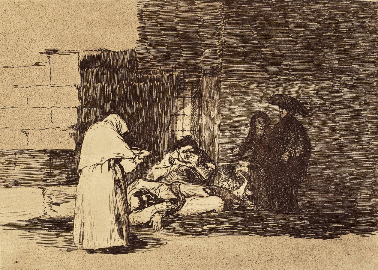 弗朗西斯科-德-古雅-卢西恩特斯（1746-1828 年）。一个女人的慈善》。1810-1820.(15.5 x 20.6 厘米）。战争的灾难》第 49 版。蚀刻版画。西班牙。马德里（自治区）。马德里。国家图书馆 作者 弗朗西斯科·何塞·德·戈雅 y Lucientes
