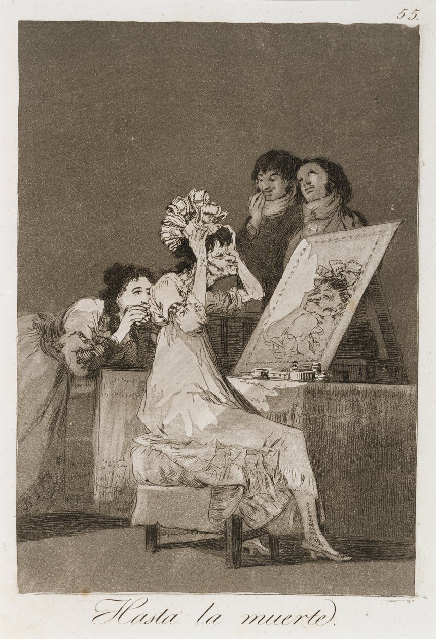 Los Caprichos的Hasta la muerta，出版于1799年（蚀刻，抛光浅绿色和干点） 作者 弗朗西斯科·德·戈雅