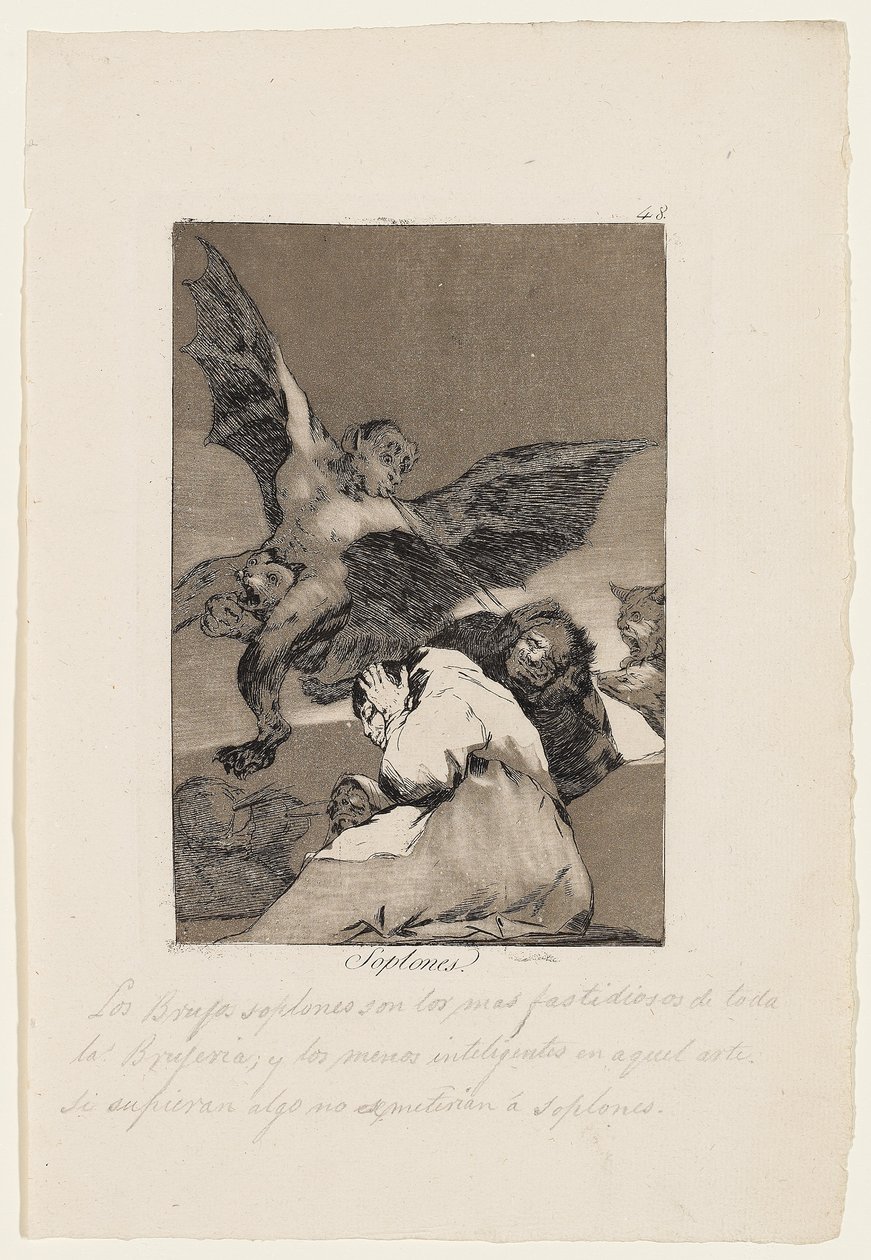 Soplones，“ Los Caprichos”的盘子，1799年 作者 弗朗西斯科·德·戈雅