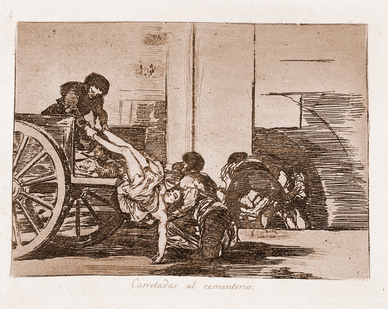 战争的灾难：运往墓地的货物（根据预备画稿绘制的蚀刻版画 作者 弗朗西斯科·德·戈雅