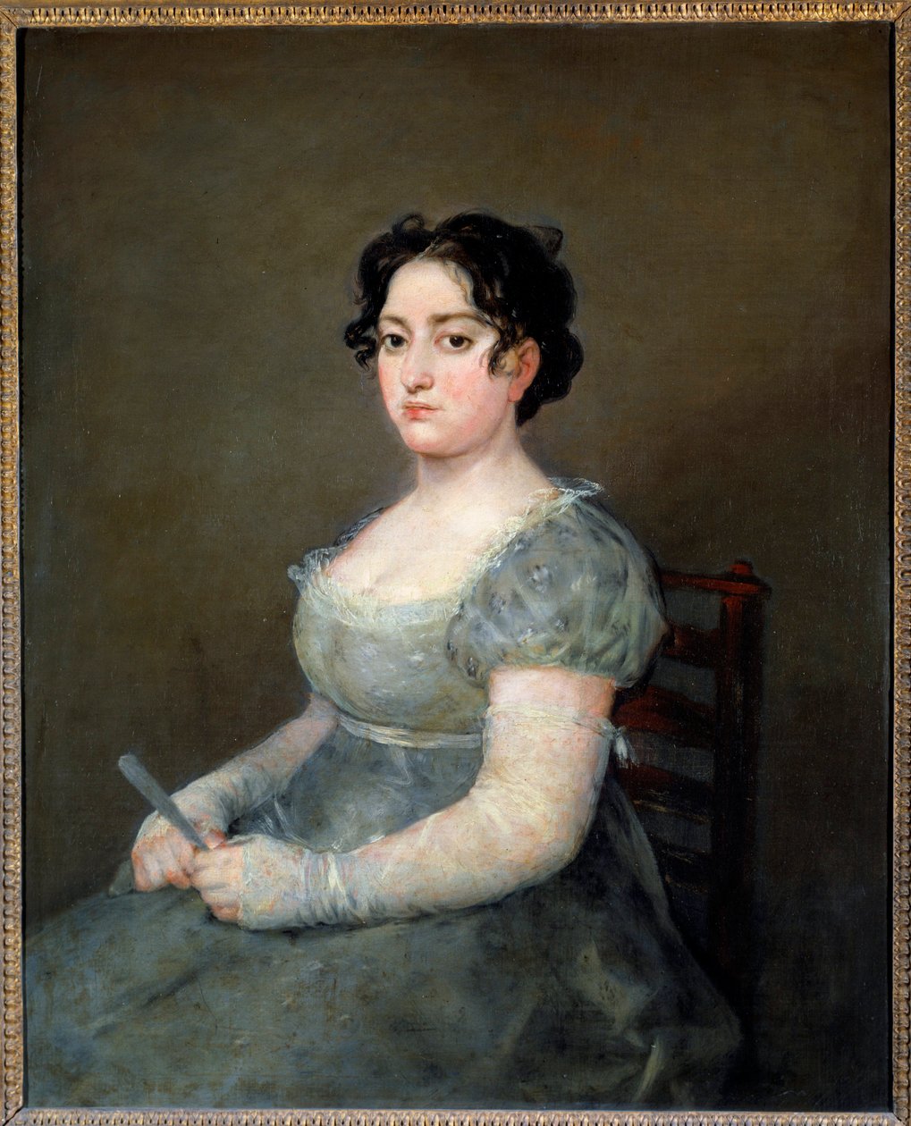 弗朗西斯科·德·戈雅（Francisco de Goya，1746-1828 年）19 世纪的《扇子中的女人》。 1,03x0,84 米 作者 弗朗西斯科·德·戈雅