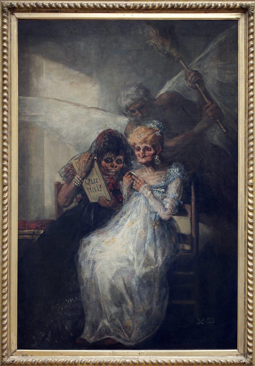 时间，说的是Les Vieilles。Francisco de Goya y Lucientes (1746-1828)的画作，布面油画，约1808-1812，19世纪初的西班牙艺术。里尔美术博物馆。 作者 弗朗西斯科·德·戈雅