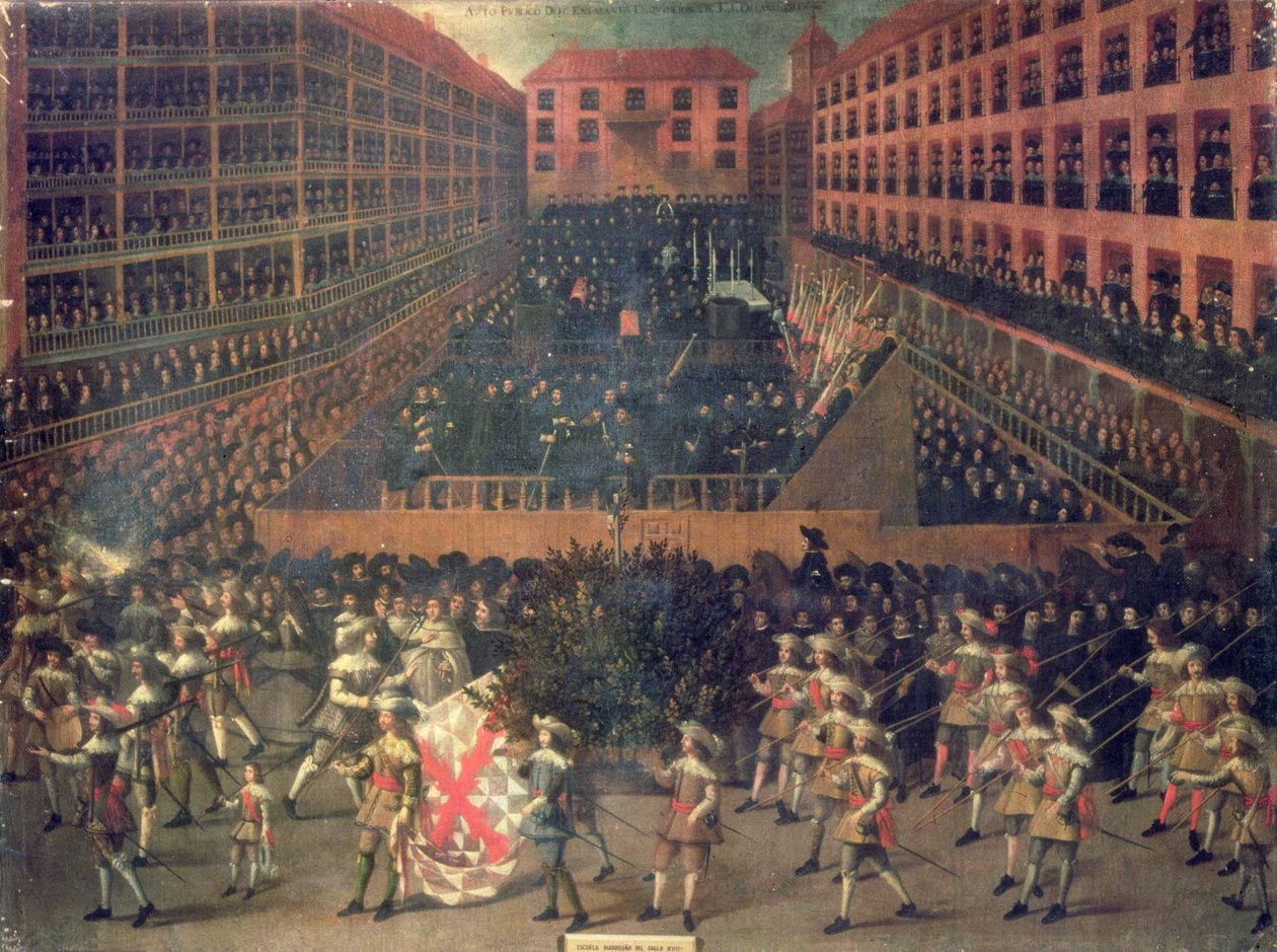 1656 年的 Auto de Fé（布面油画） 作者 弗朗西斯科日子
