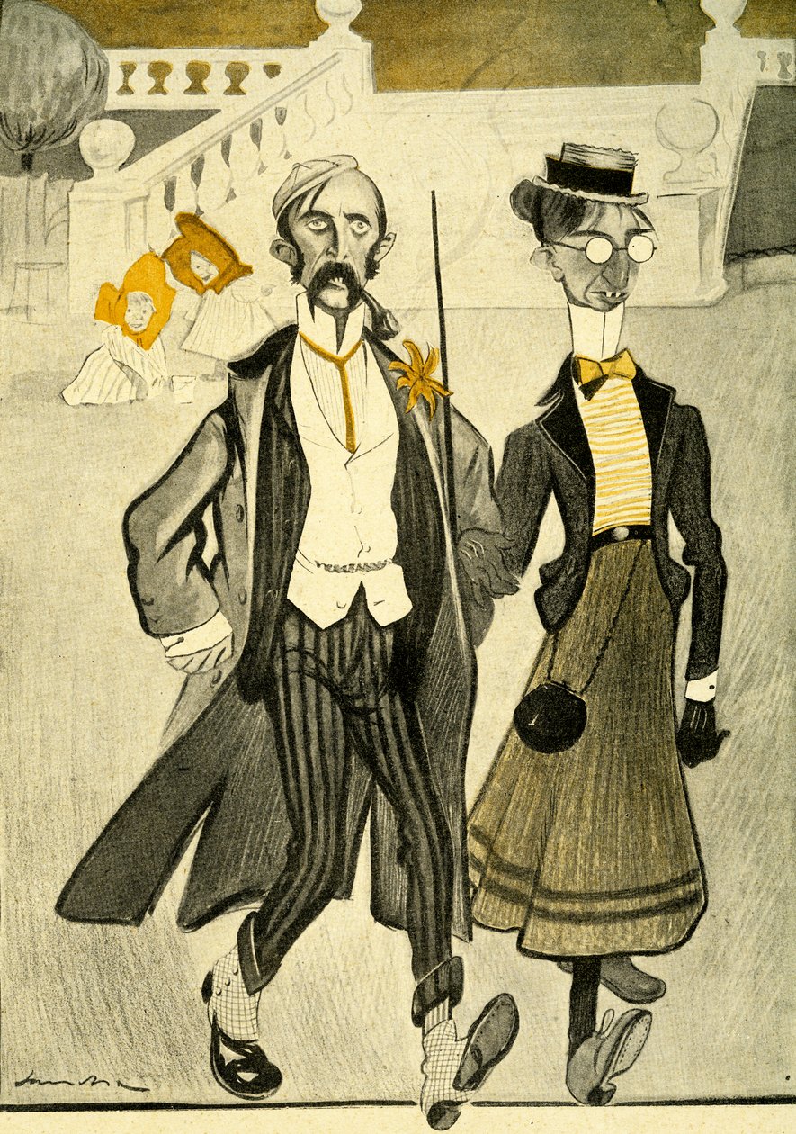 1903年，一对英国夫妇因为他们奇怪的时尚感受到嘲笑 作者 Francisco Sancha y Lengo