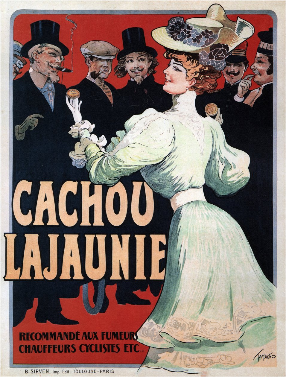 Cachou Lajaunie。建议吸烟骑单车司机等使用； c。 1890年 作者 弗朗西斯科·塔玛格诺