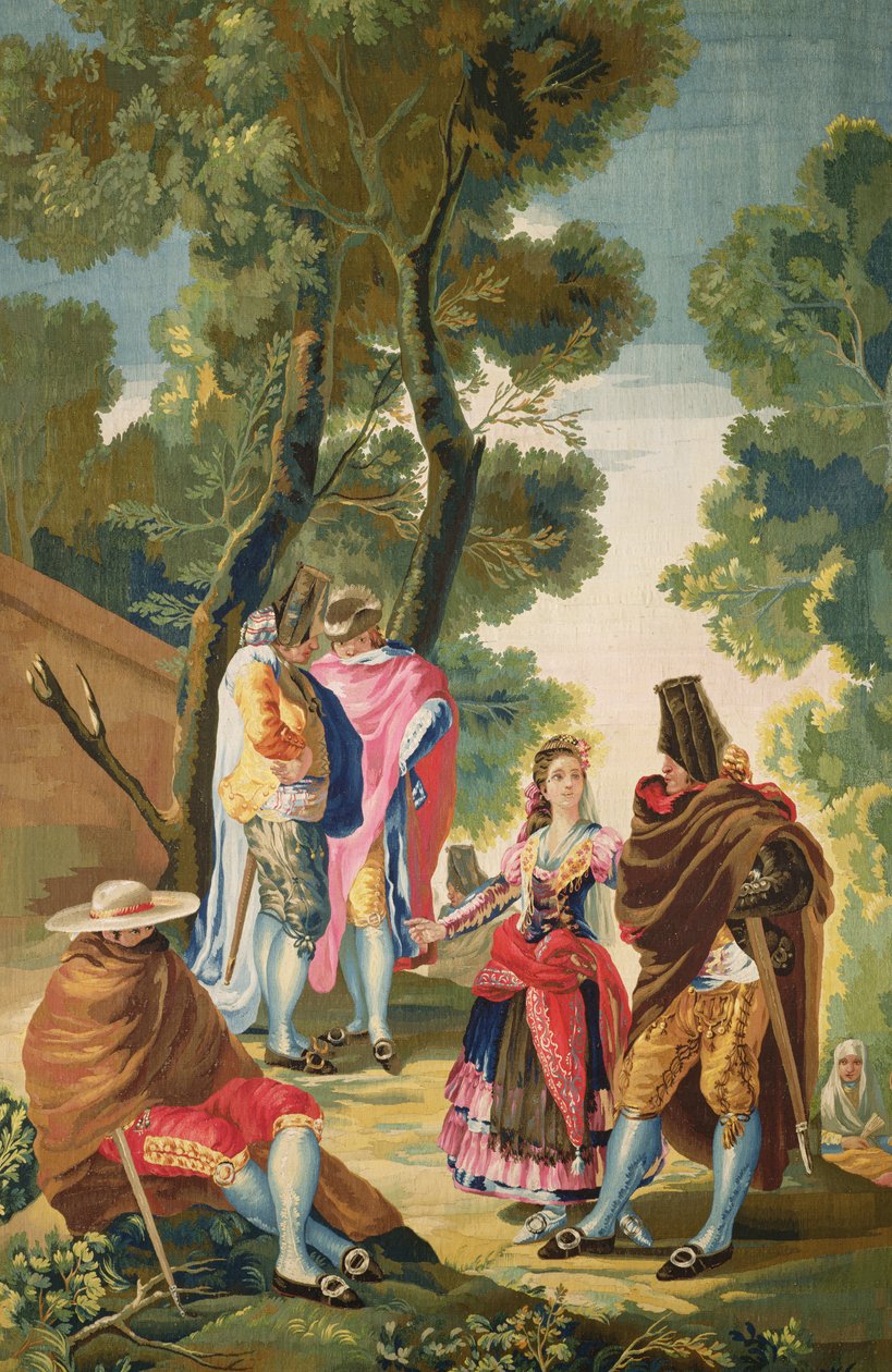 A Maja和Masked Men，c.1777（挂毯） 作者 弗朗西斯科·德·戈雅
