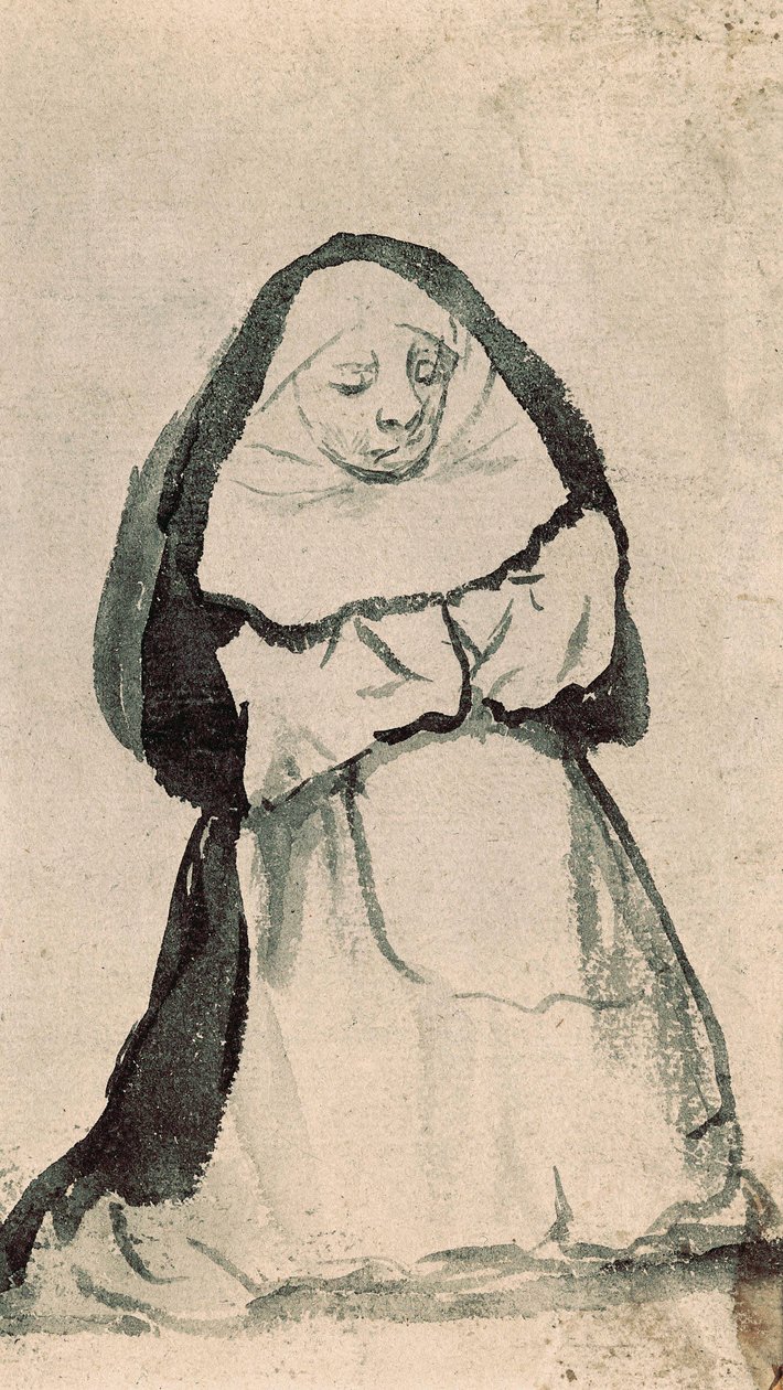 A kneeling nun in prayer, early 19th century (drawing) 作者 弗朗西斯科·德·戈雅