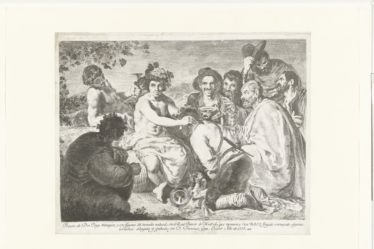 Bacchus en de donkaards Baco (title on object) Los Borrachos 作者 弗朗西斯科·德·戈雅
