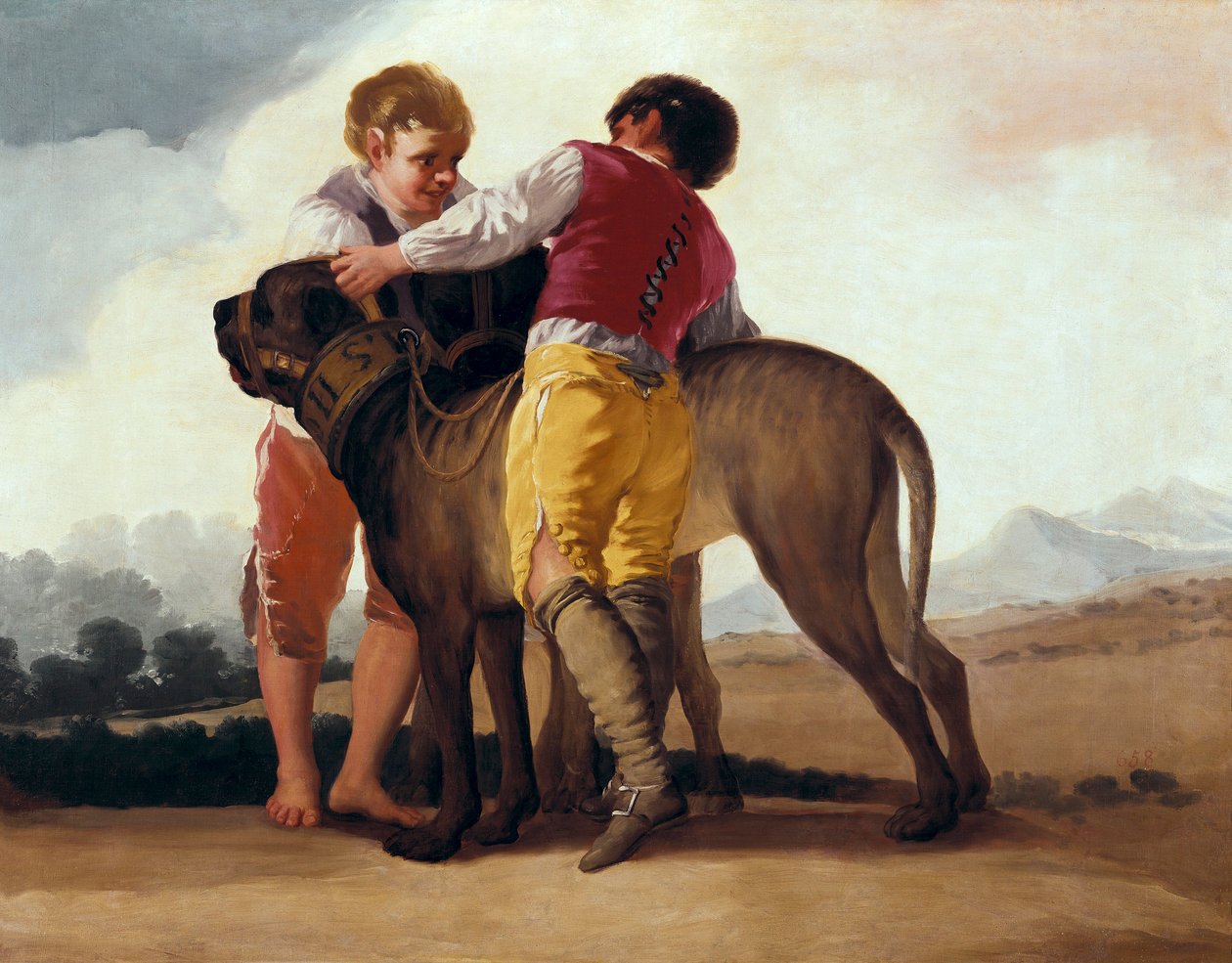 Boys with mastiff, c.1786 (oil on cardboard) 作者 弗朗西斯科·德·戈雅