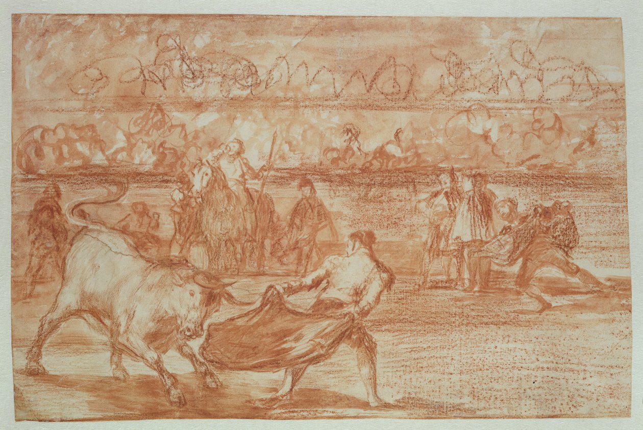 斗牛，1815-16（纸上的红色粉笔） 作者 弗朗西斯科·德·戈雅