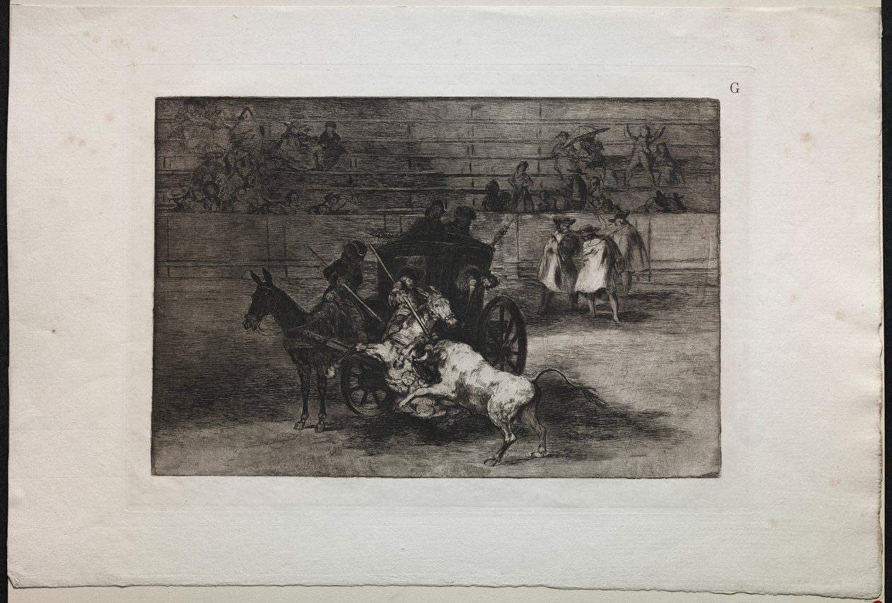 斗牛：在利用两个穆勒的马车中战斗，1876年。 作者 弗朗西斯科·德·戈雅