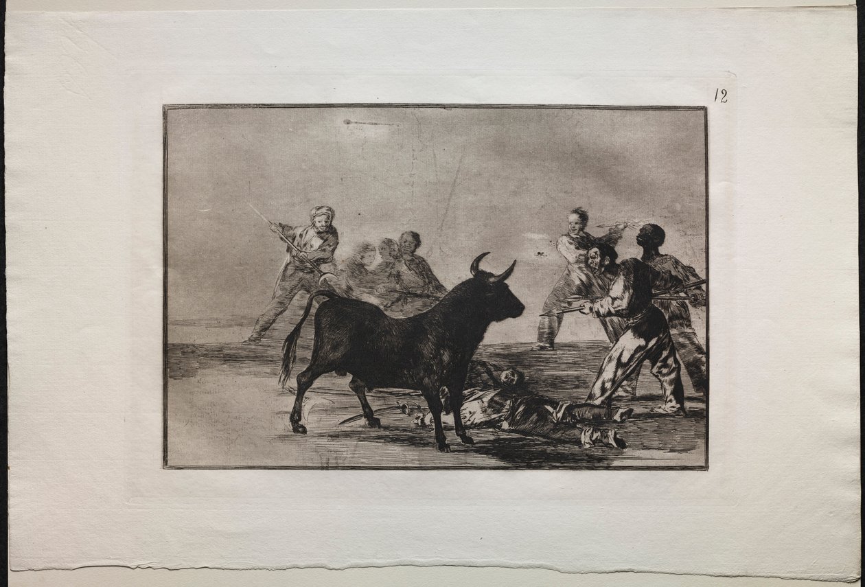 斗牛：大屠杀用长矛，镰刀，班德拉利亚和其他武器对公牛进行Ham杀，1876年。 作者 弗朗西斯科·德·戈雅