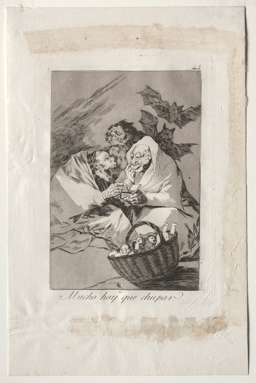 卡普里科斯（Caprichos）：《有很多可吸》，1799年。 作者 弗朗西斯科·德·戈雅