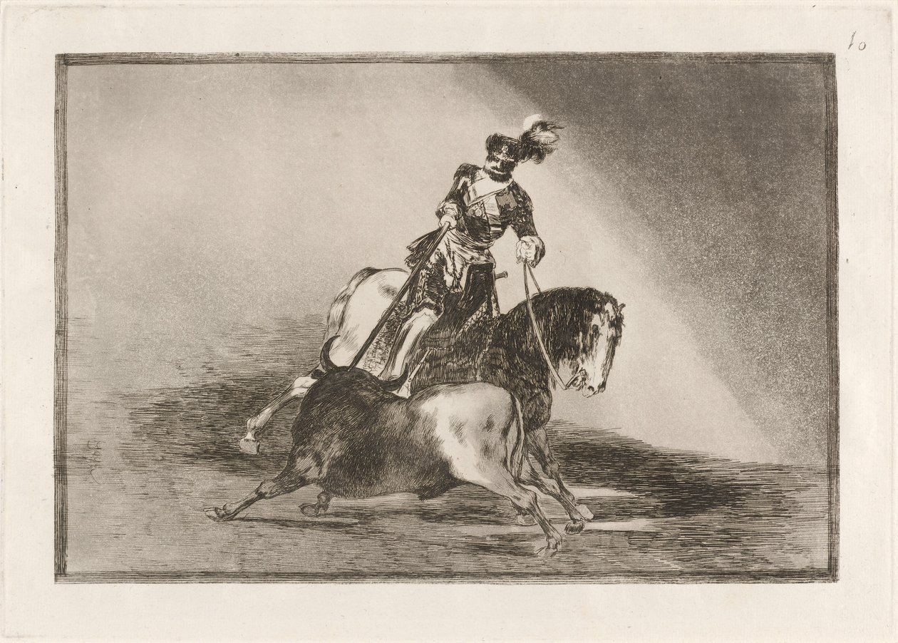 查理五世在巴利亚多利德的擂台上刺杀公牛 (Charles V Spearing a Bull in the Ring at Valladolid) 作者 弗朗西斯科·德·戈雅