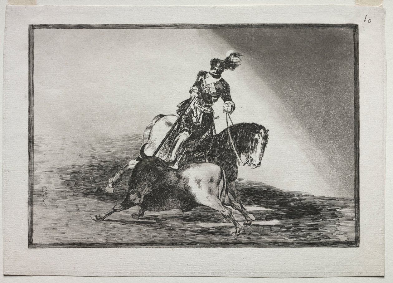 查理五世（Charles V）在巴利亚多利德（Walladolid）的公牛圈中长枪，1815年至1816年。 作者 弗朗西斯科·德·戈雅