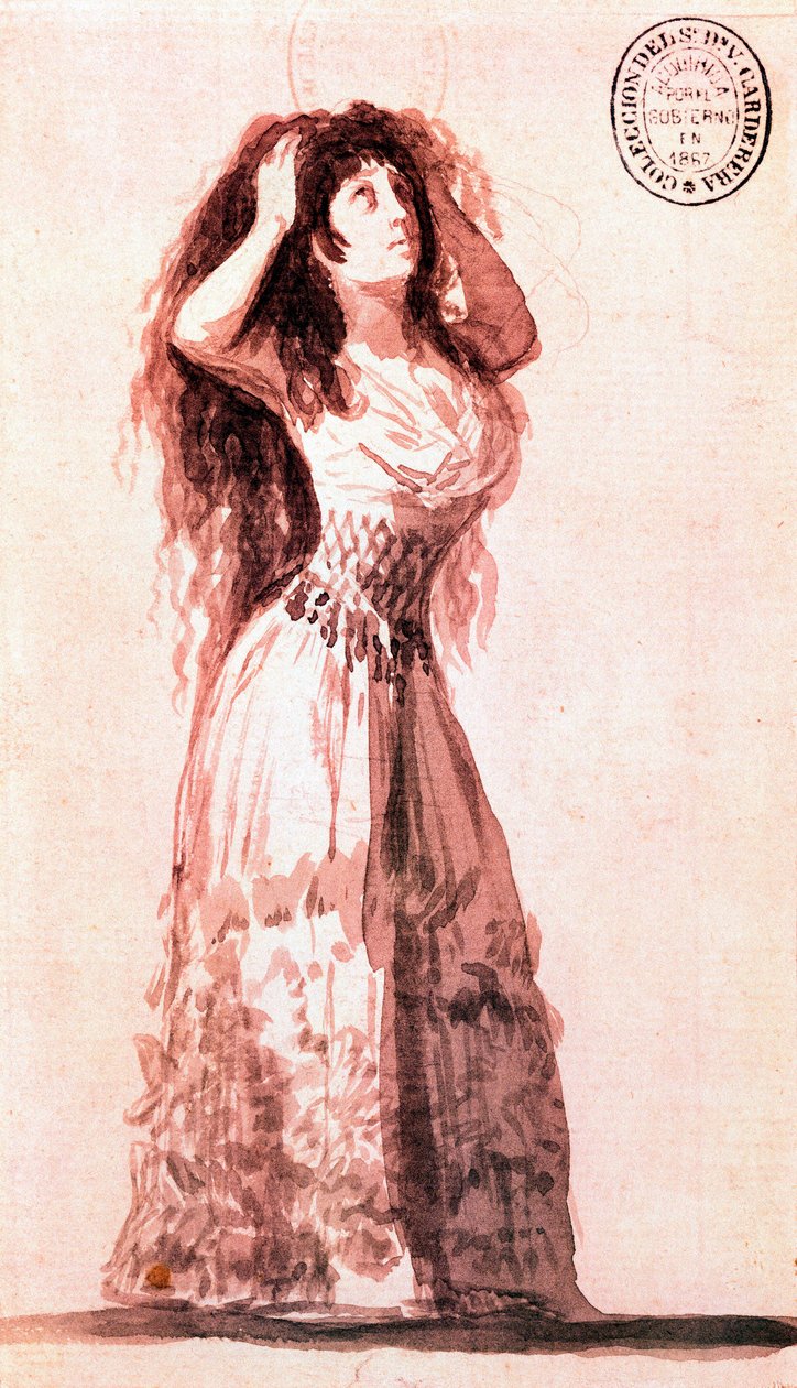 Duchess Alba putting her hair in order. Drawing by Francisco de Goya y Lucientes (1746-1828). 1796. 作者 弗朗西斯科·德·戈雅