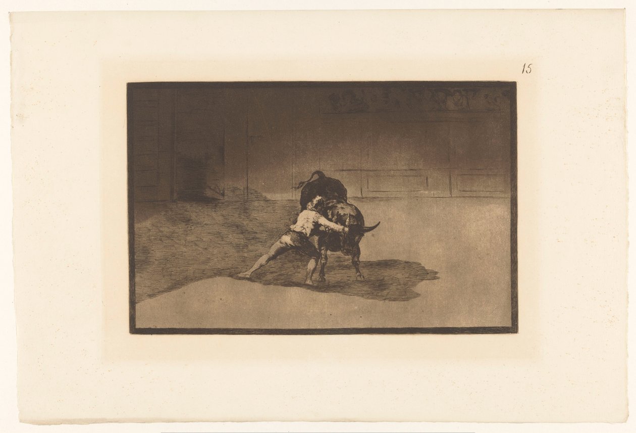 Martincho 在 gevecht 遇见 een stier 著名的马丁乔将短枪打断 Stierengevechten（系列标题） 《The Taureaumachie》（系列名称） 斗牛（系列名称） 作者 弗朗西斯科·德·戈雅