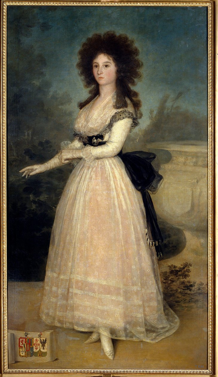 Dona Tadea Arias de Enriquez的足部肖像 弗朗西斯科-德-戈雅（1746-1828）（Ec. Esp）18世纪马德里。普拉多博物馆 - 多娜-塔德亚-阿里亚斯-德-恩里克斯的全身肖像。弗朗西斯科-德-戈雅(1746-1828)的画作(西班牙画派) 18世纪 作者 弗朗西斯科·德·戈雅