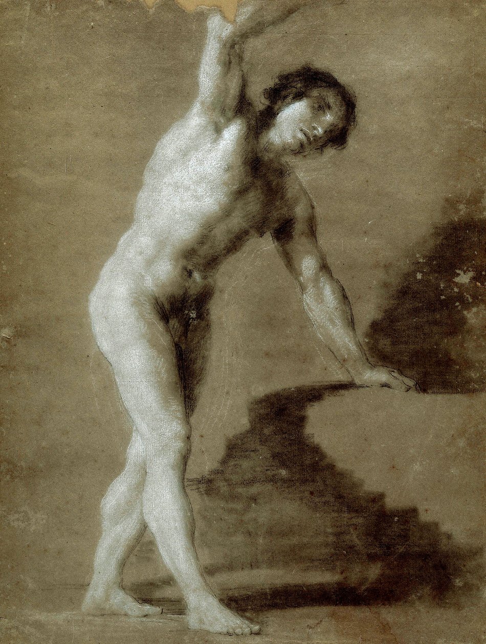 School of Drawing, c. 1790 (charcoal drawing on grey paper) 作者 弗朗西斯科·德·戈雅