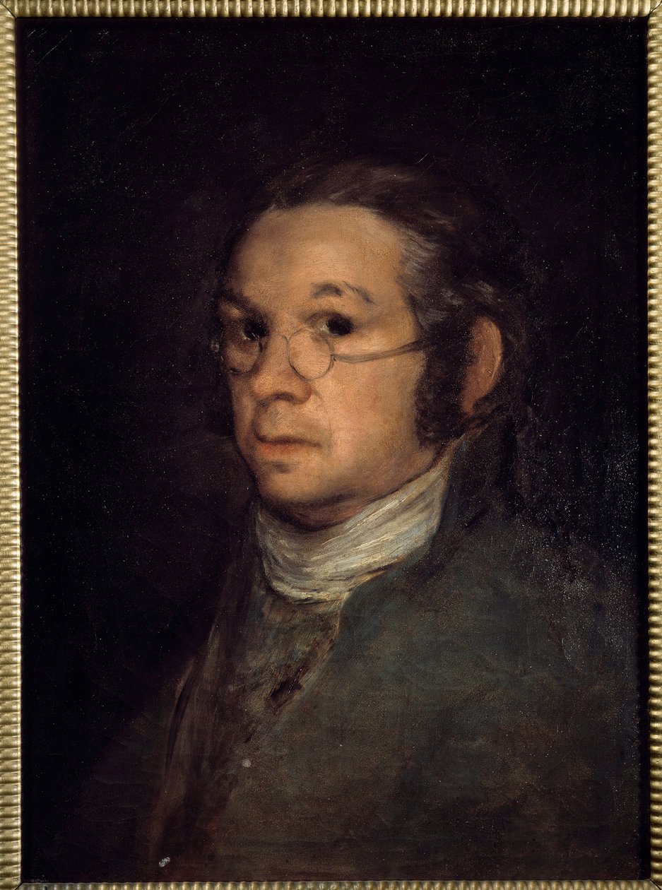 弗朗西斯科·德·戈雅（Francisco de Goya，1746-1828 年）19 世纪的自画像画。 0,54x0,39 m 巴约讷，博纳博物馆 - 自画像。 弗朗西斯科·德·戈雅 (Francisco de Goya) 的绘画 (1746-1828) 作者 弗朗西斯科·德·戈雅
