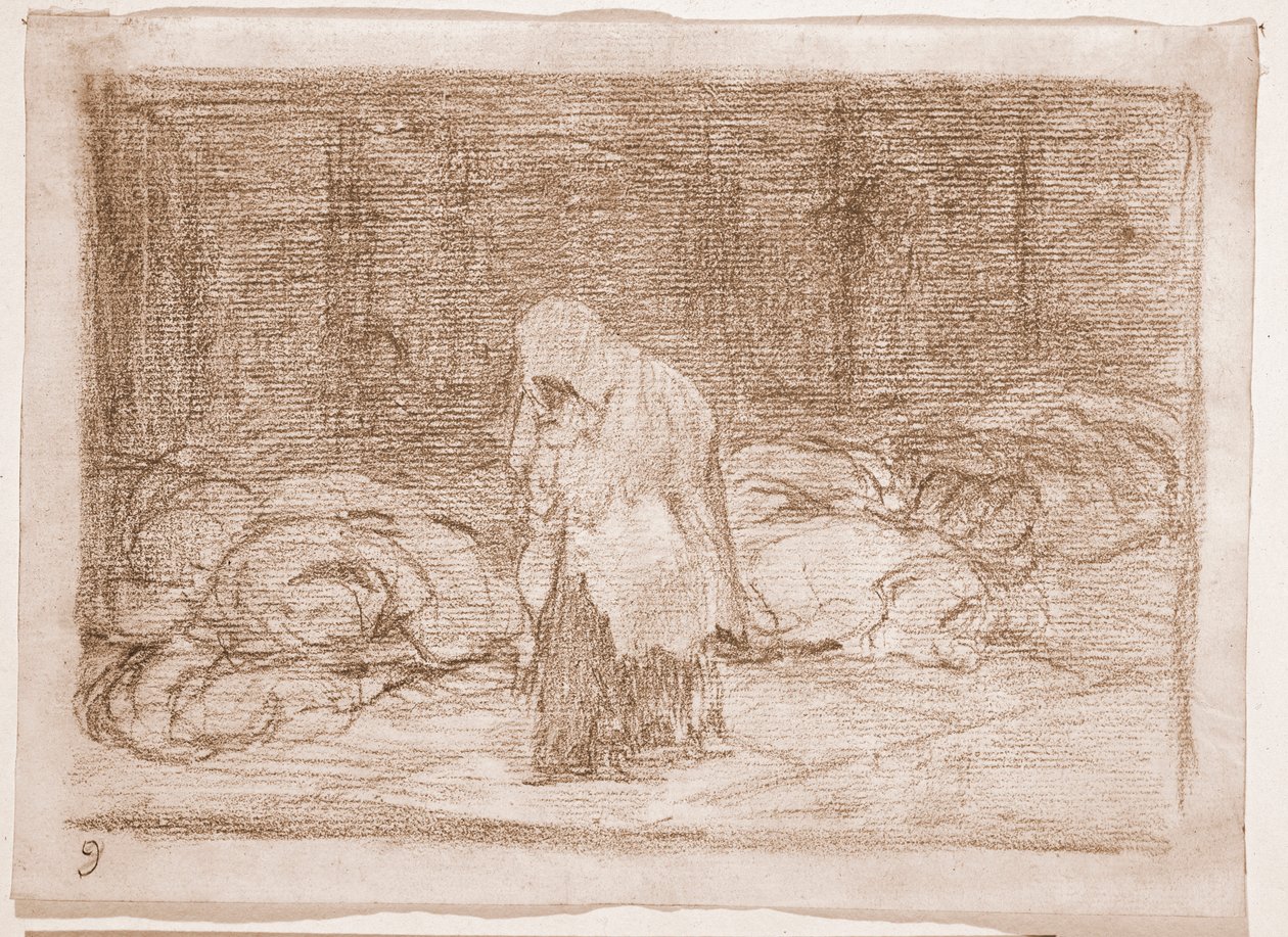 The Disasters of War : Mortuary beds (preparatory drawing 作者 弗朗西斯科·德·戈雅
