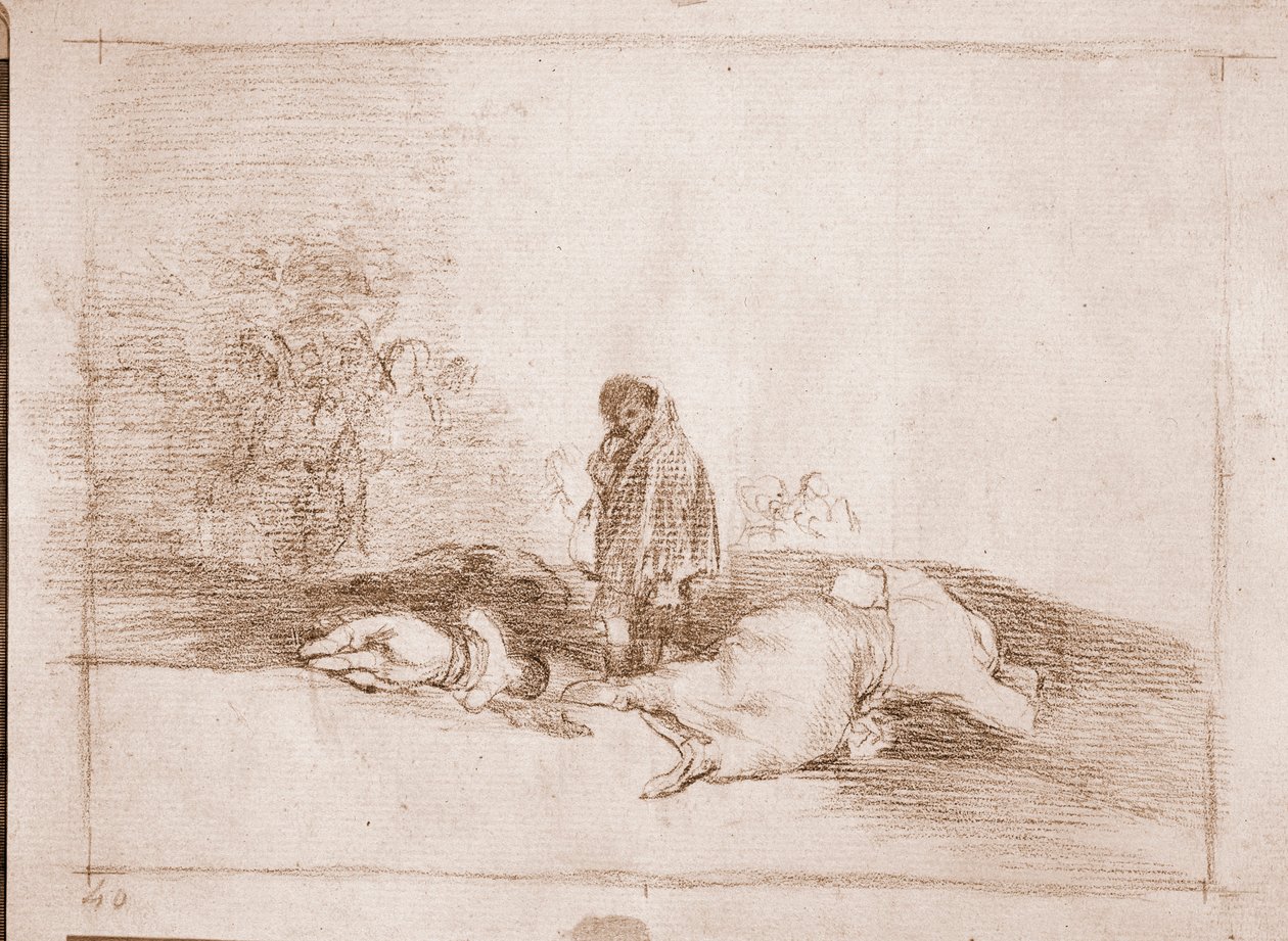 The Disasters of War : No one helps him (preparatory drawing 作者 弗朗西斯科·德·戈雅