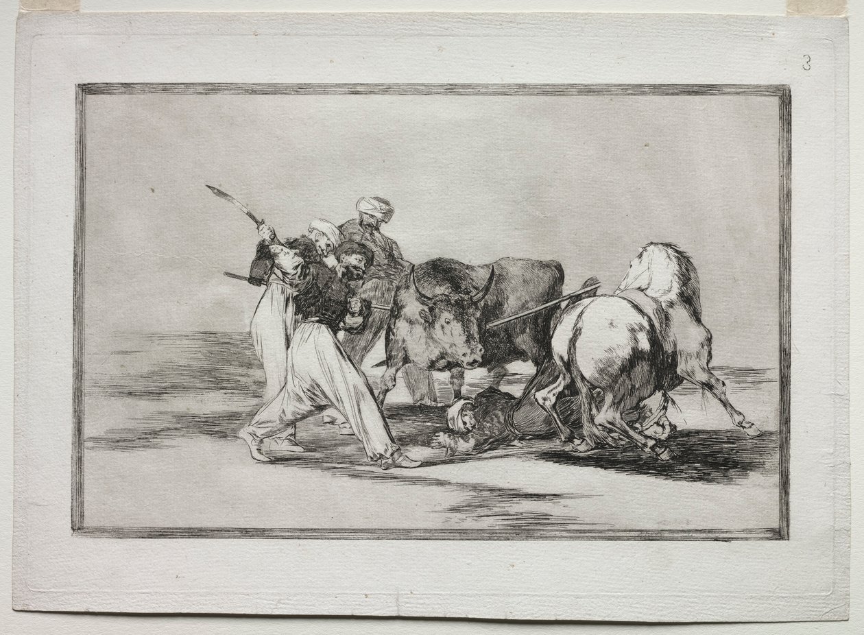 摩尔人定居在西班牙，放弃了《古兰经》的迷信，采用了这项艺术...，1815-1816 作者 弗朗西斯科·德·戈雅