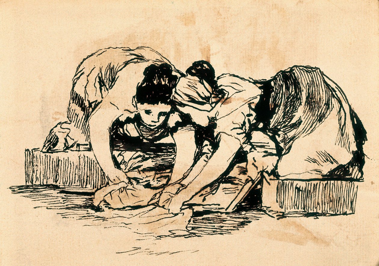 The Washerwomen, late 18th-early 19th century (drawing) 作者 弗朗西斯科·德·戈雅